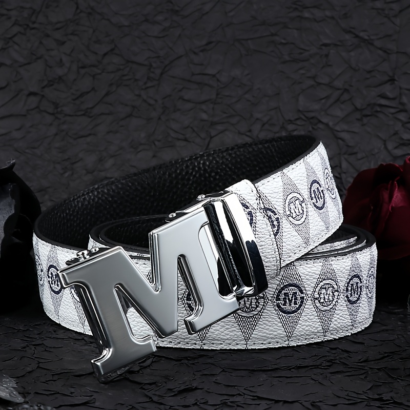 Minimalist Retro Men's Belt Alloy Buckle Printed Waistband
